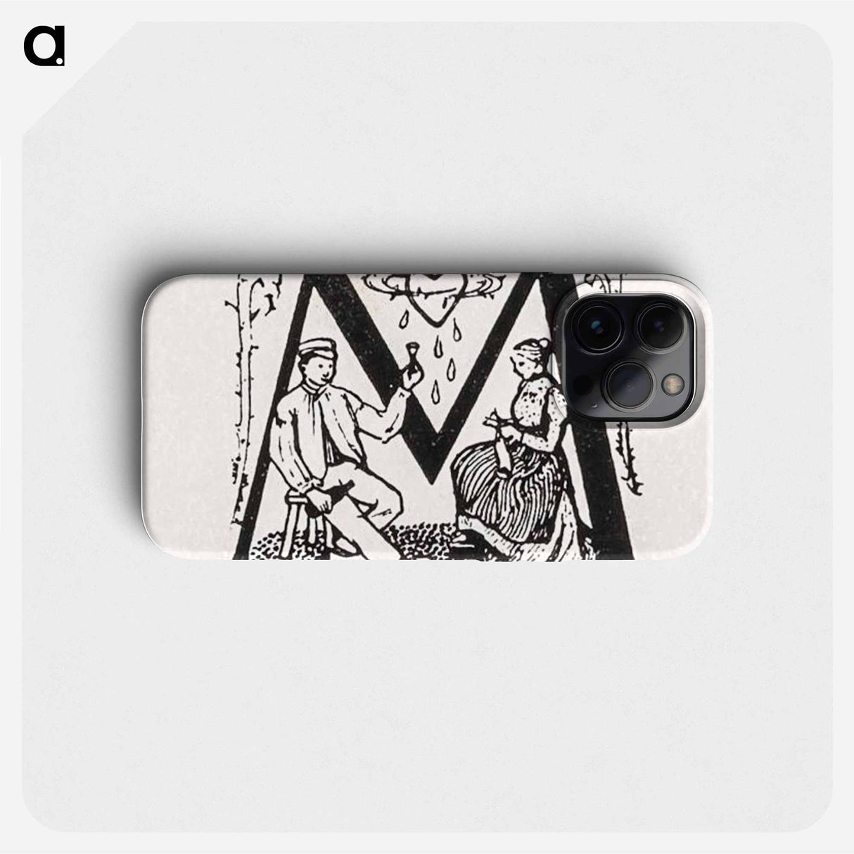 Woodcut monograms - ユリー デ フラーハ Phone Case.