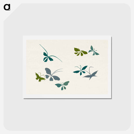 アートポストカード-Abstract butterfly - 神坂 雪佳 Postcard.