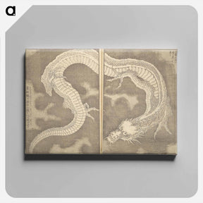 アートパネル-Hokusai's picture book on heroes of china and japan - 葛飾 北斎 Canvas.