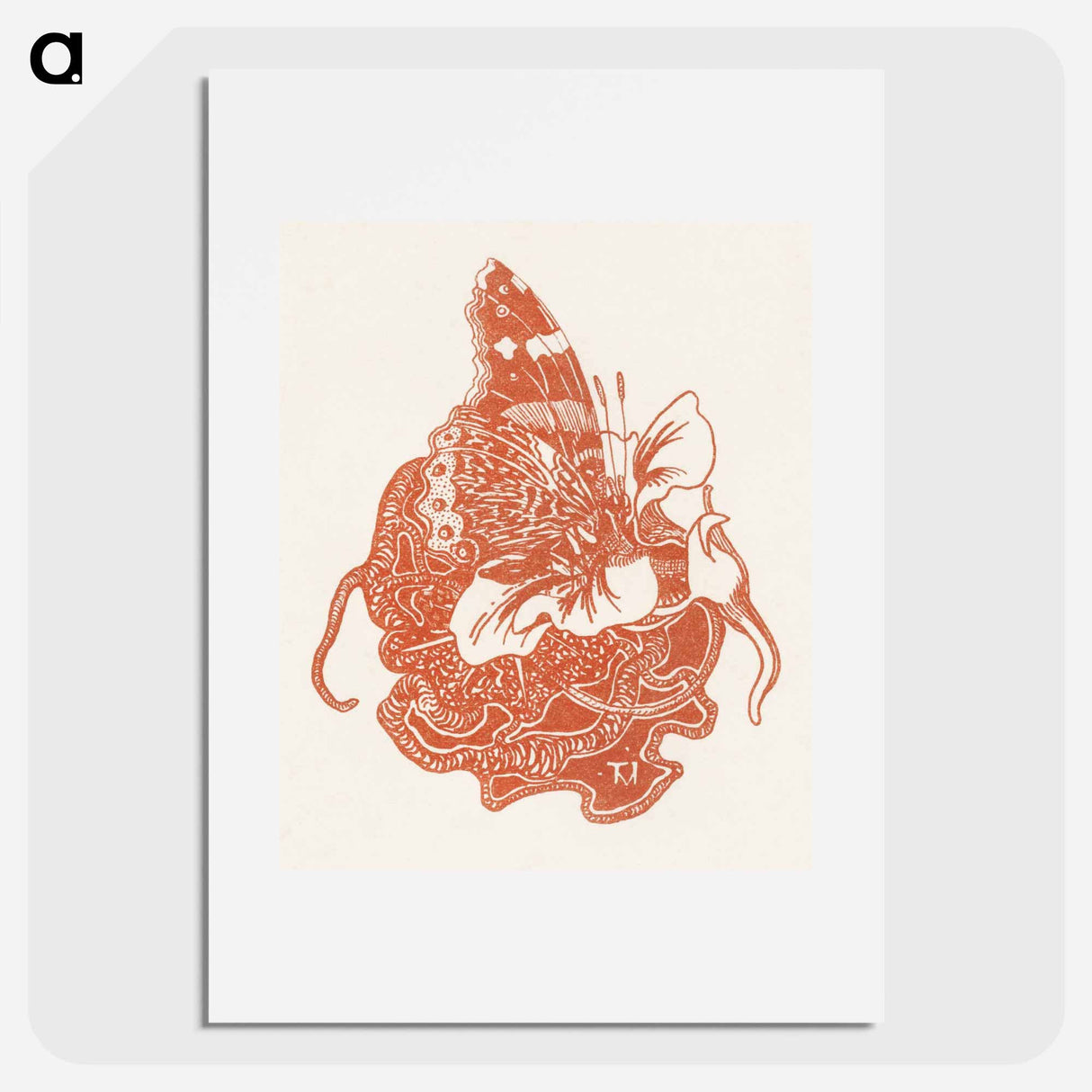 Vlinder op een Oost-Indische kersbloem - テオ ヴァン ホイテマ Poster.