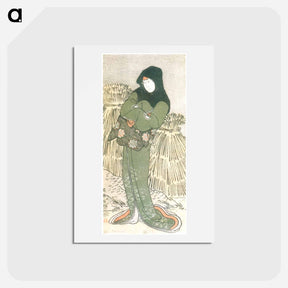アートポストカード-Iwai Hanshirō IV as Otoma, Daughter of Ohina from Inamuragasaki in Kamakura, actually Kikusui, the wife of Kusunoki Masashige - 東洲斎 写楽 Postcard.