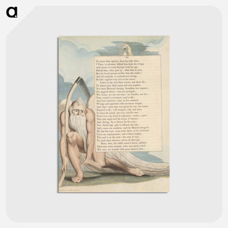 アートポストカード-Young's Night Thoughts, Page 24, "Time, in Advance, behind Him Hides His Wings" - ウィリアム ブレイク Postcard.