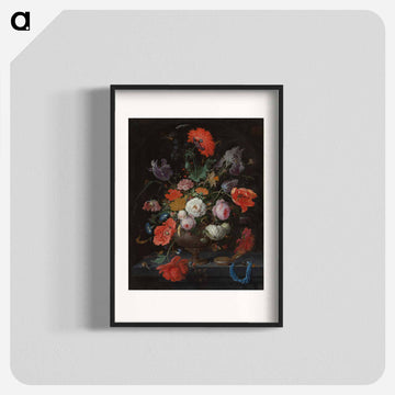 Still Life with Flowers and a Watch - エイブラハム ミニョン Poster.