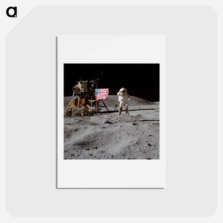 アートポストカード-Apollo 16 - アポロ月面着陸 Postcard.