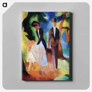 People by a Blue Lake - オーガスト マッケ Canvas.