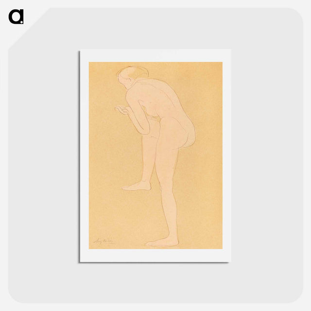 アートポストカード-Figure Bending Forward with Right Knee Raised - オーギュスト ロダン Postcard.