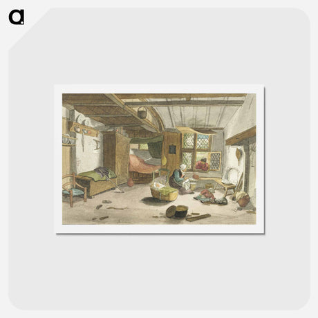 アートポストカード-Interior with Woman by Cradle
 - コルネリス プロース ファン アムステル Postcard.