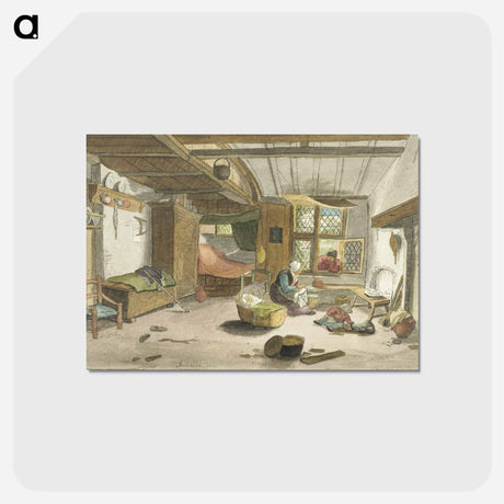 アートポストカード-Interior with Woman by Cradle
 - コルネリス プロース ファン アムステル Postcard.