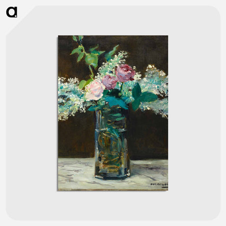 アートポストカード-Vase of White Lilacs and Roses
 - ダラス美術館 Postcard.
