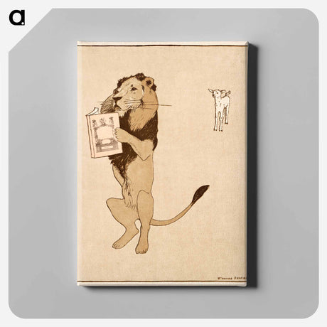 アートパネル-Lion and a book - エドワード ペンフィールド Canvas.