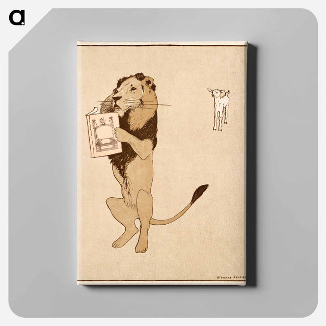 アートパネル-Lion and a book - エドワード ペンフィールド Canvas.
