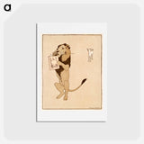 アートポストカード-Lion and a book - エドワード ペンフィールド Postcard.
