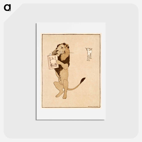 アートポストカード-Lion and a book - エドワード ペンフィールド Postcard.