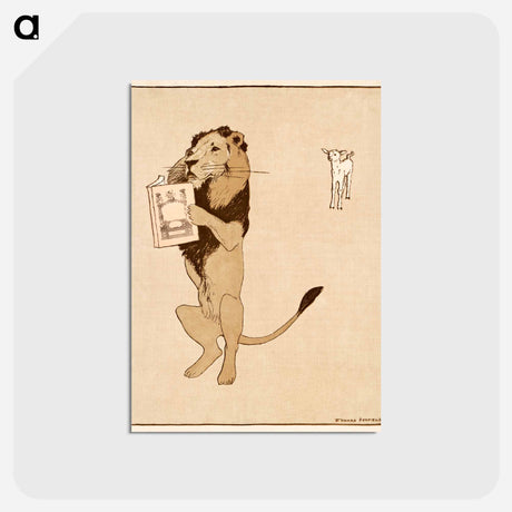 アートポストカード-Lion and a book - エドワード ペンフィールド Postcard.