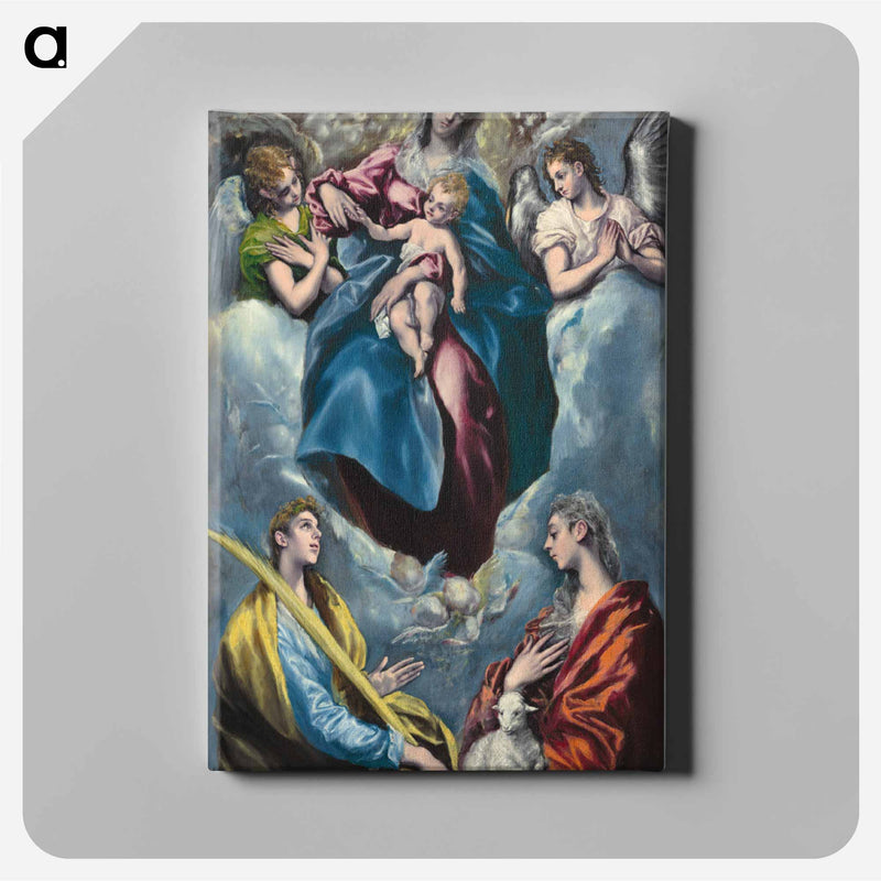 El Greco's Madonna and Child with Saint Martina and Saint Agnes - エル グレコ Canvas.