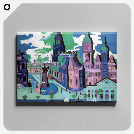 アートパネル-View of Dresden: Schlossplatz - エルンスト ルートヴィヒ キルヒナー Canvas.