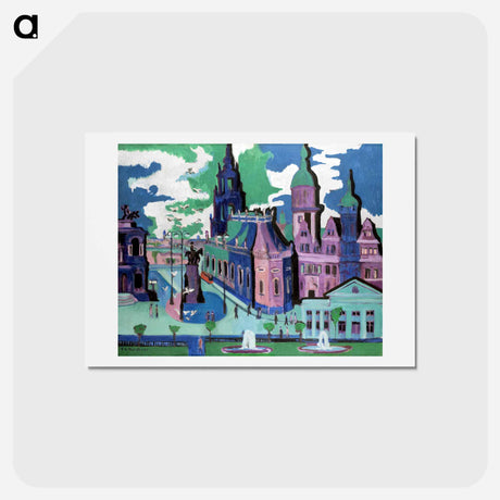 アートポストカード-View of Dresden: Schlossplatz - エルンスト ルートヴィヒ キルヒナー Postcard.