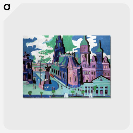 アートポストカード-View of Dresden: Schlossplatz - エルンスト ルートヴィヒ キルヒナー Postcard.