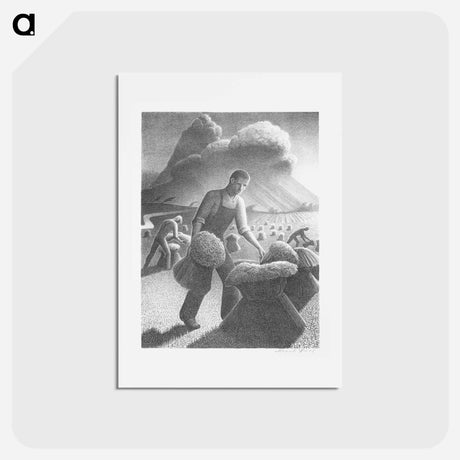 アートポストカード-Approaching Storm - グラント ウッド Postcard.