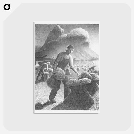 アートポストカード-Approaching Storm - グラント ウッド Postcard.