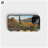 Seine and the Eiffel-tower in the sunset - Henri Rousseau Phone Case.