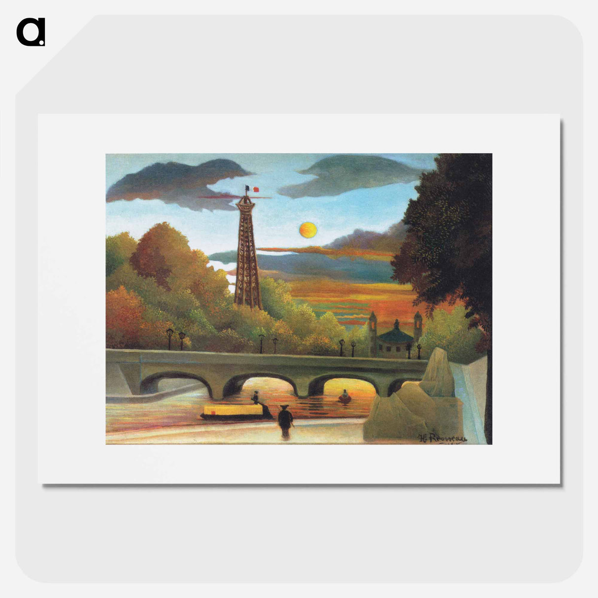 Seine and the Eiffel-tower in the sunset - Henri Rousseau Poster.