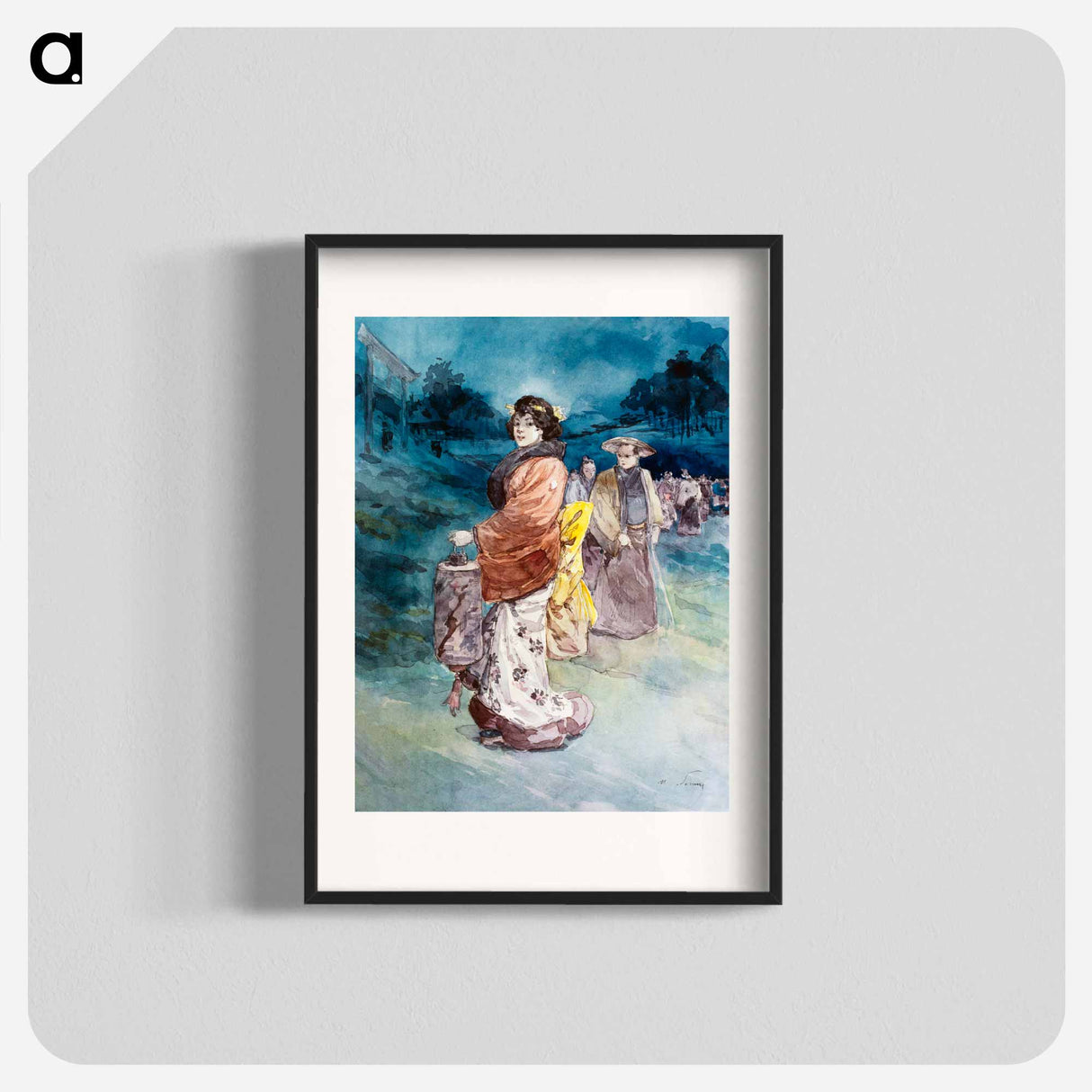 Procession of characters in Japanese costume - アンリ ソム Poster.