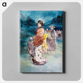 アートパネル-Procession of characters in Japanese costume - アンリ ソム Canvas.