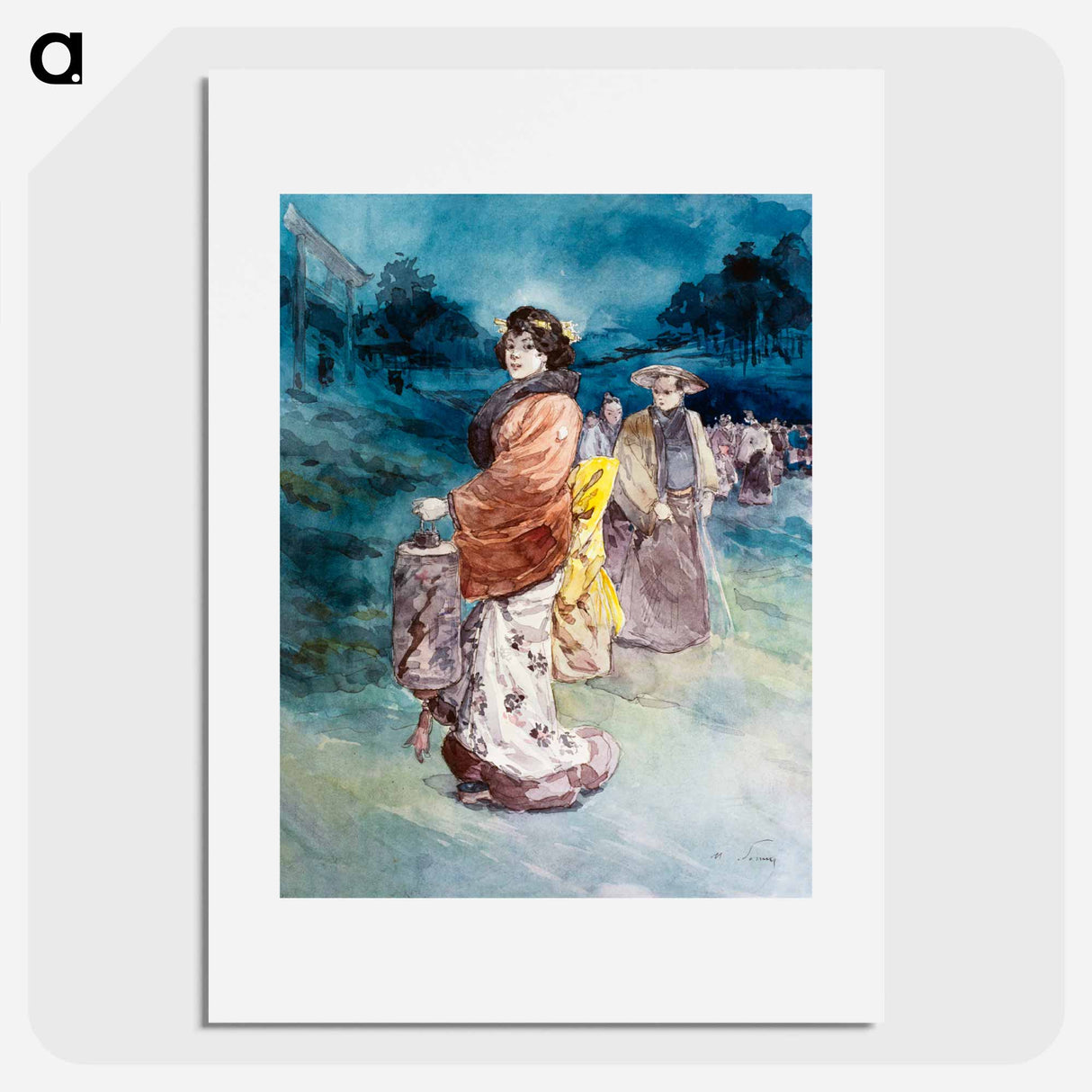 Procession of characters in Japanese costume - アンリ ソム Poster.