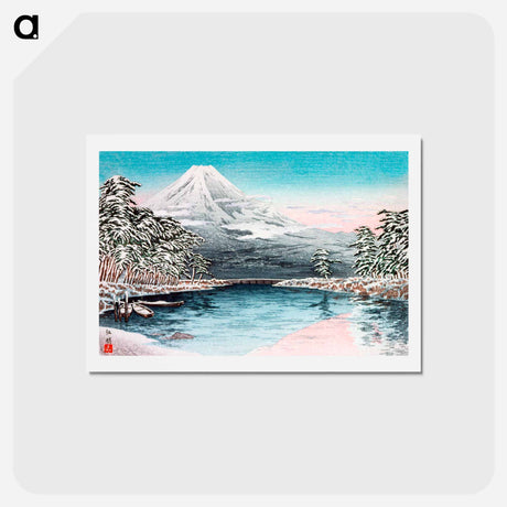 アートポストカード-Mt. Fuji from Tagonoura, Snow Scene - 高橋 宏明 Postcard.
