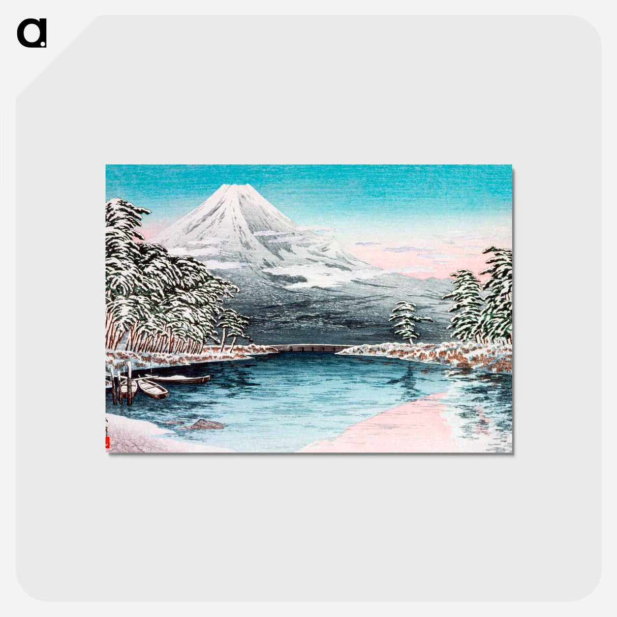 アートポストカード-Mt. Fuji from Tagonoura, Snow Scene - 高橋 宏明 Postcard.