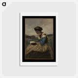 アートポストカード-A Woman Reading
 - ジャン バティスト カミーユ コロー Postcard.