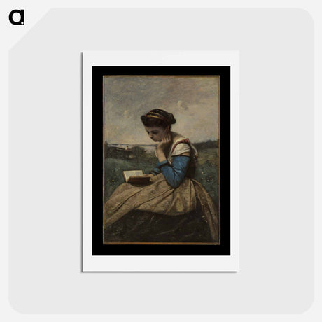 アートポストカード-A Woman Reading
 - ジャン バティスト カミーユ コロー Postcard.