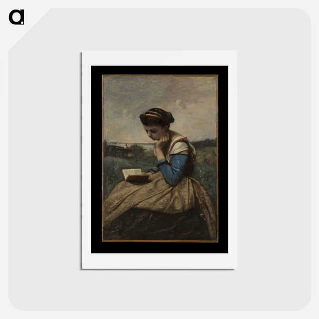 アートポストカード-A Woman Reading
 - ジャン バティスト カミーユ コロー Postcard.
