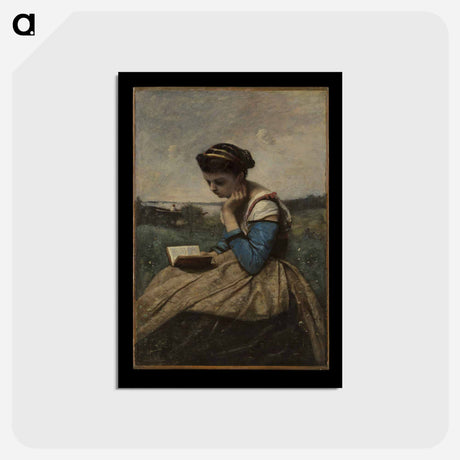アートポストカード-A Woman Reading
 - ジャン バティスト カミーユ コロー Postcard.