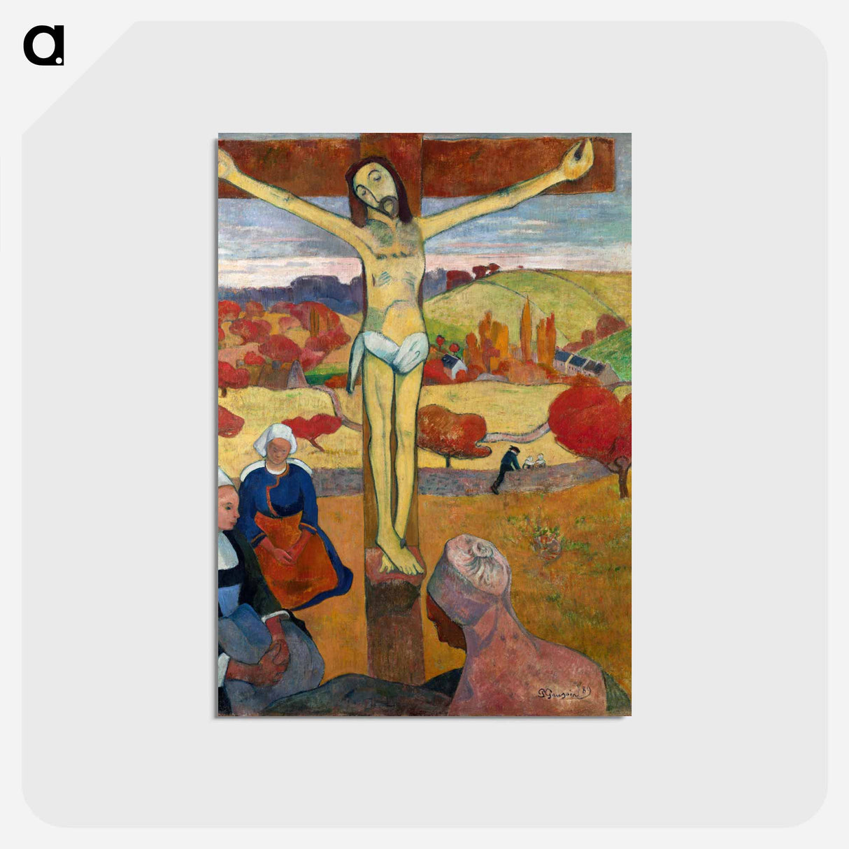 アートポストカード-The Yellow Christ - ポール ゴーギャン Postcard.