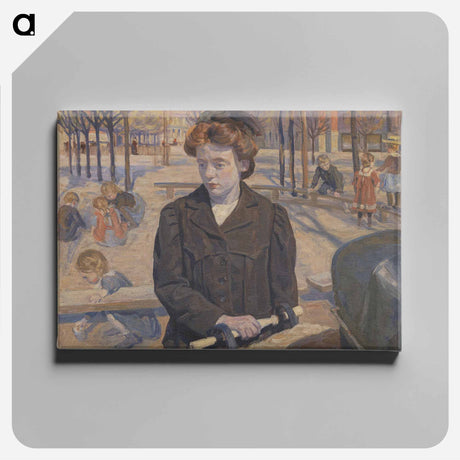 アートパネル-Spring.Young girl with a pram
 - ピーター ハンセン Canvas.