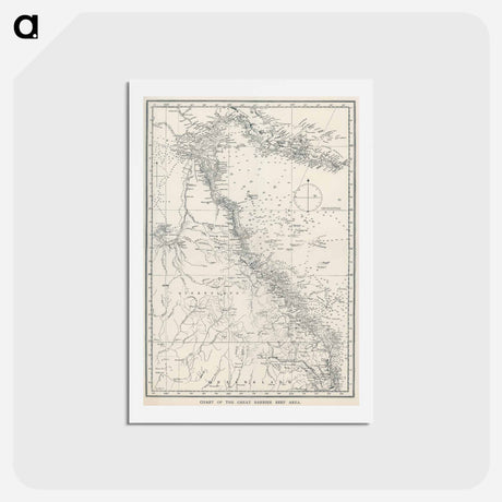 アートポストカード-Chart of the Great Barrier Reef Area - オーストラリアのグレートバリアリーフ Postcard.