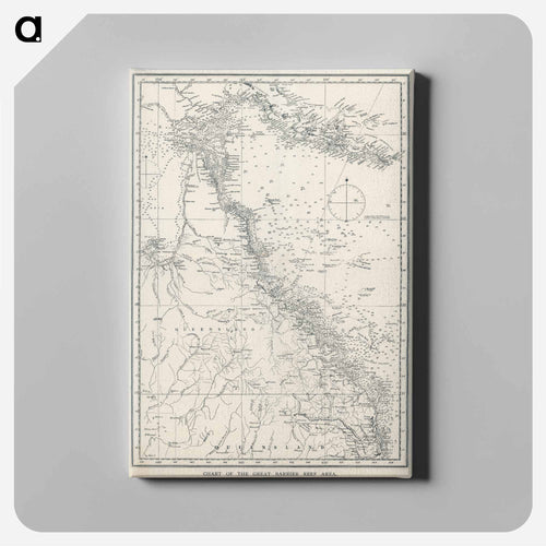 Chart of the Great Barrier Reef Area - オーストラリアのグレートバリアリーフ Canvas.