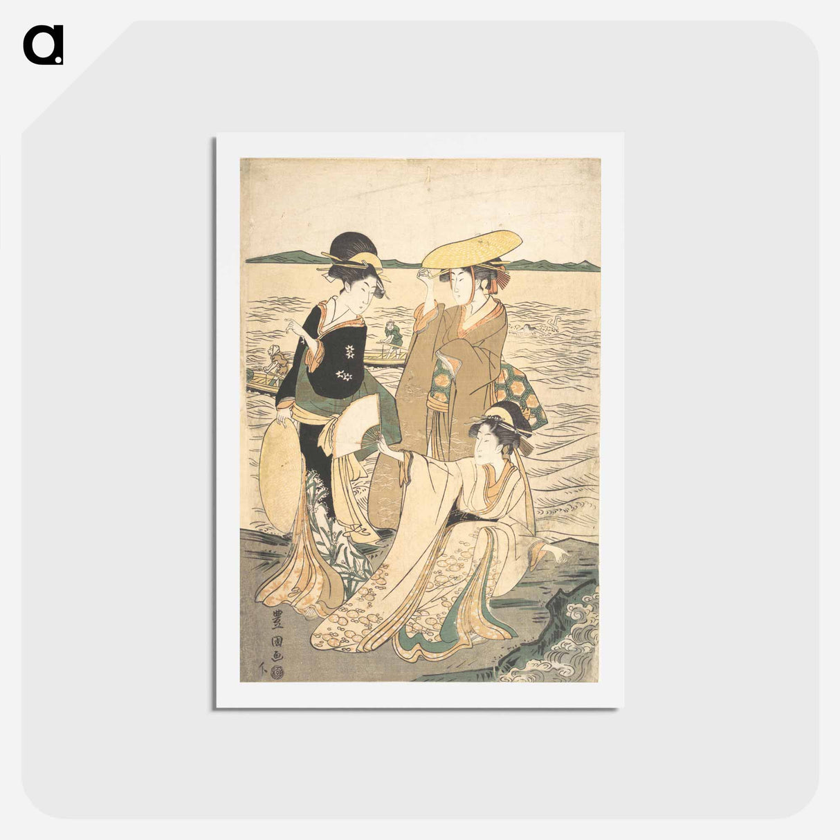 アートポストカード-Three Young Ladies by the Seashore
 - 歌川 豊国 Postcard.