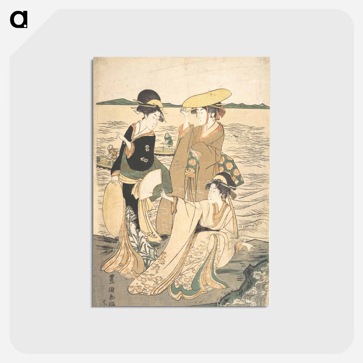 アートポストカード-Three Young Ladies by the Seashore
 - 歌川 豊国 Postcard.
