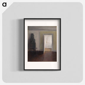 アートポスター-Interior. The old tile stove. Albertine Lyst, Lyngby - ヴィルヘルム ハンマースホイ Poster.