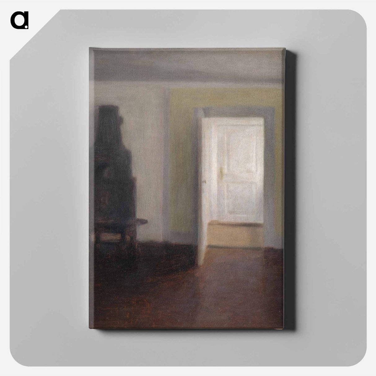 Interior. The old tile stove. Albertine Lyst, Lyngby - Vilhelm Hammershøi Canvas.