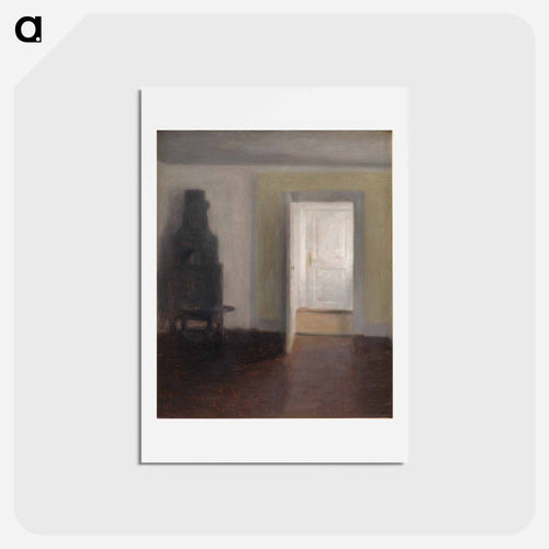 Interior. The old tile stove. Albertine Lyst, Lyngby - ヴィルヘルム ハンマースホイ Postcard.