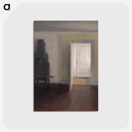 アートポストカード-Interior. The old tile stove. Albertine Lyst, Lyngby - ヴィルヘルム ハンマースホイ Postcard.