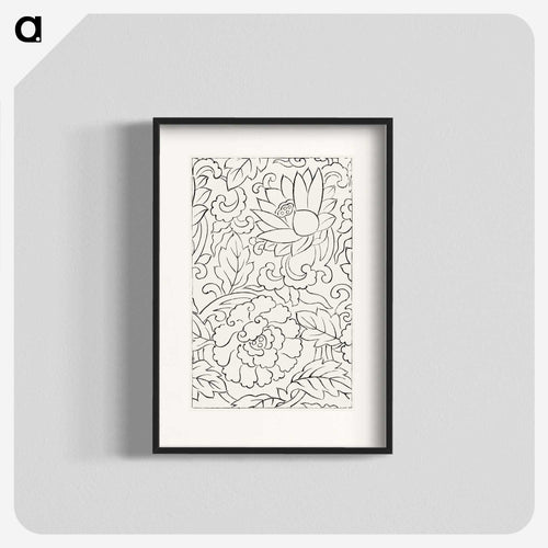 線描の唐花唐草 - 八丘椿 Poster.