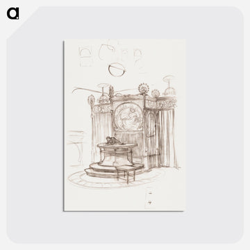 Office sketch - アルフォンス ミュシャ Postcard.