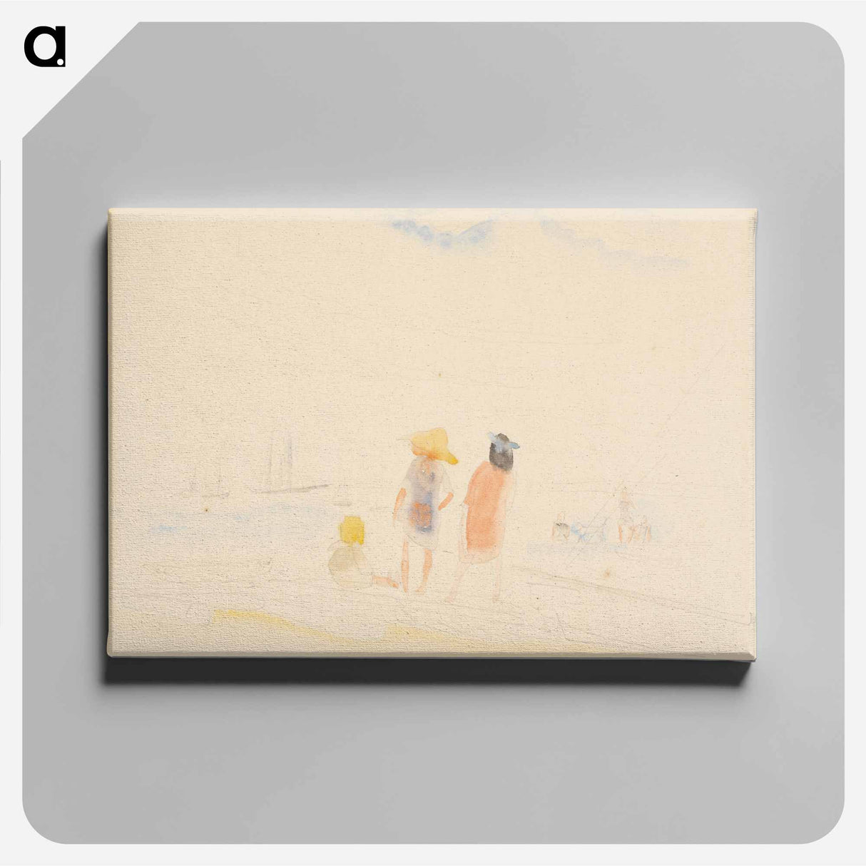 Two Women and Child on Beach - チャールズ デムス Canvas.