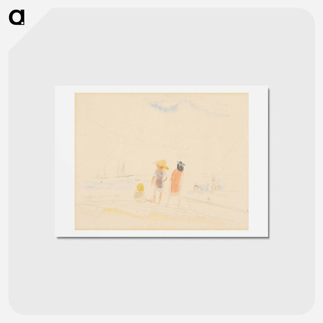 アートポストカード-Two Women and Child on Beach - チャールズ デムス Postcard.