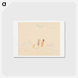 Two Women and Child on Beach - チャールズ デムス Postcard.